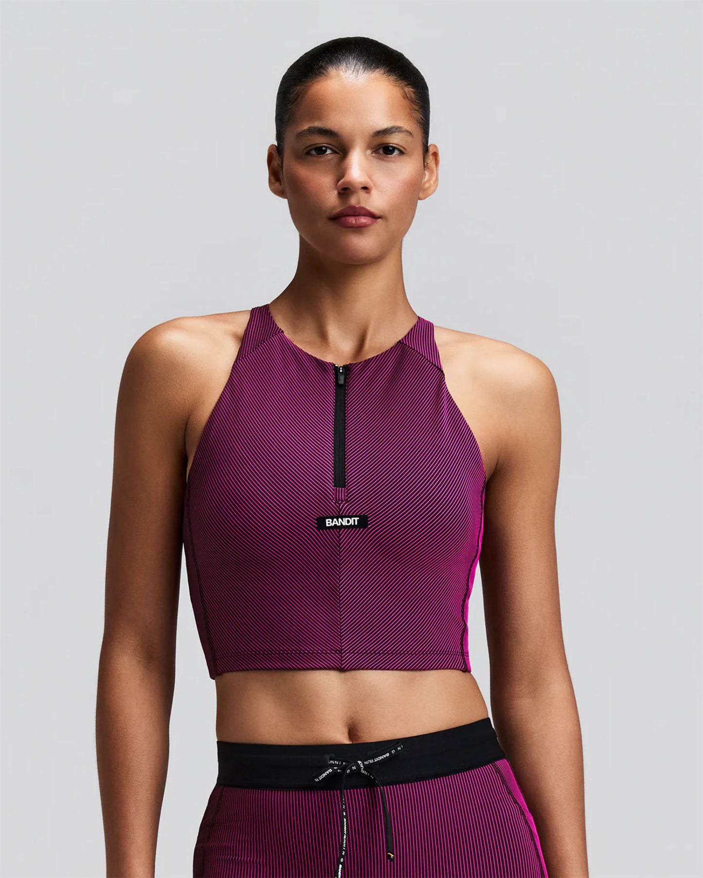 Women's Striped Cadence™ Zip Front Race Crop