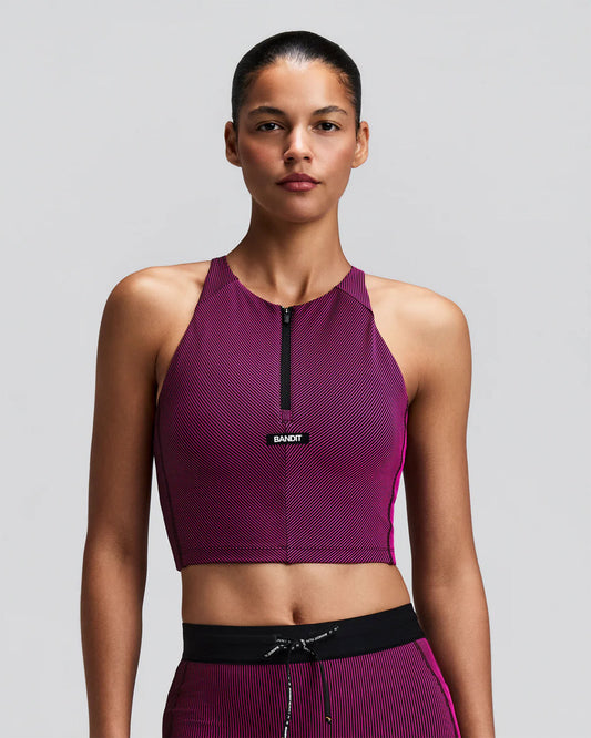 Women's Striped Cadence™ Zip Front Race Crop
