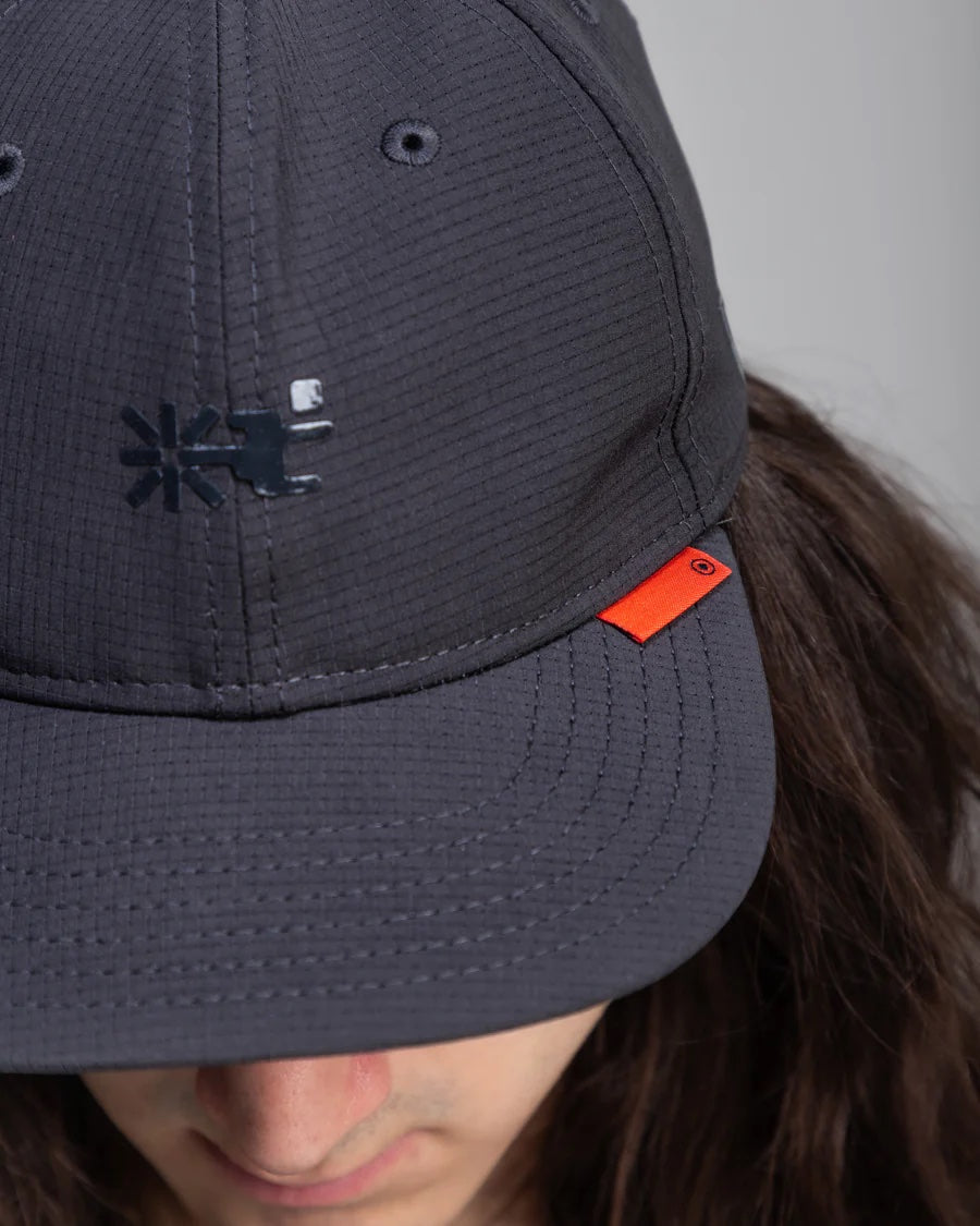 Hermanos Komouri New Era Dark Grey Hat on Model Bill Detail