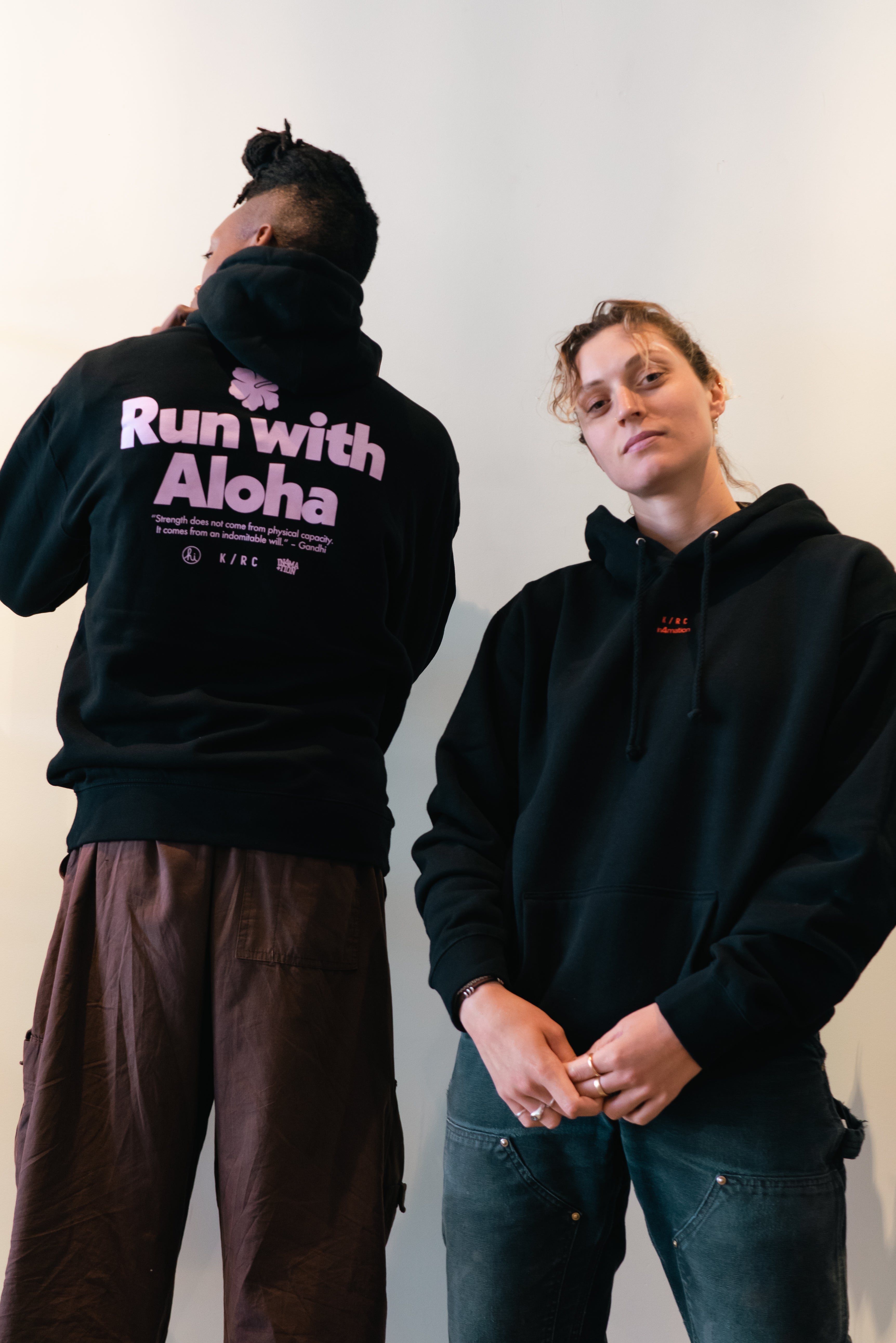 IN4MATION x KRC: ALOHA HOODIE BLACK AND CORAL
