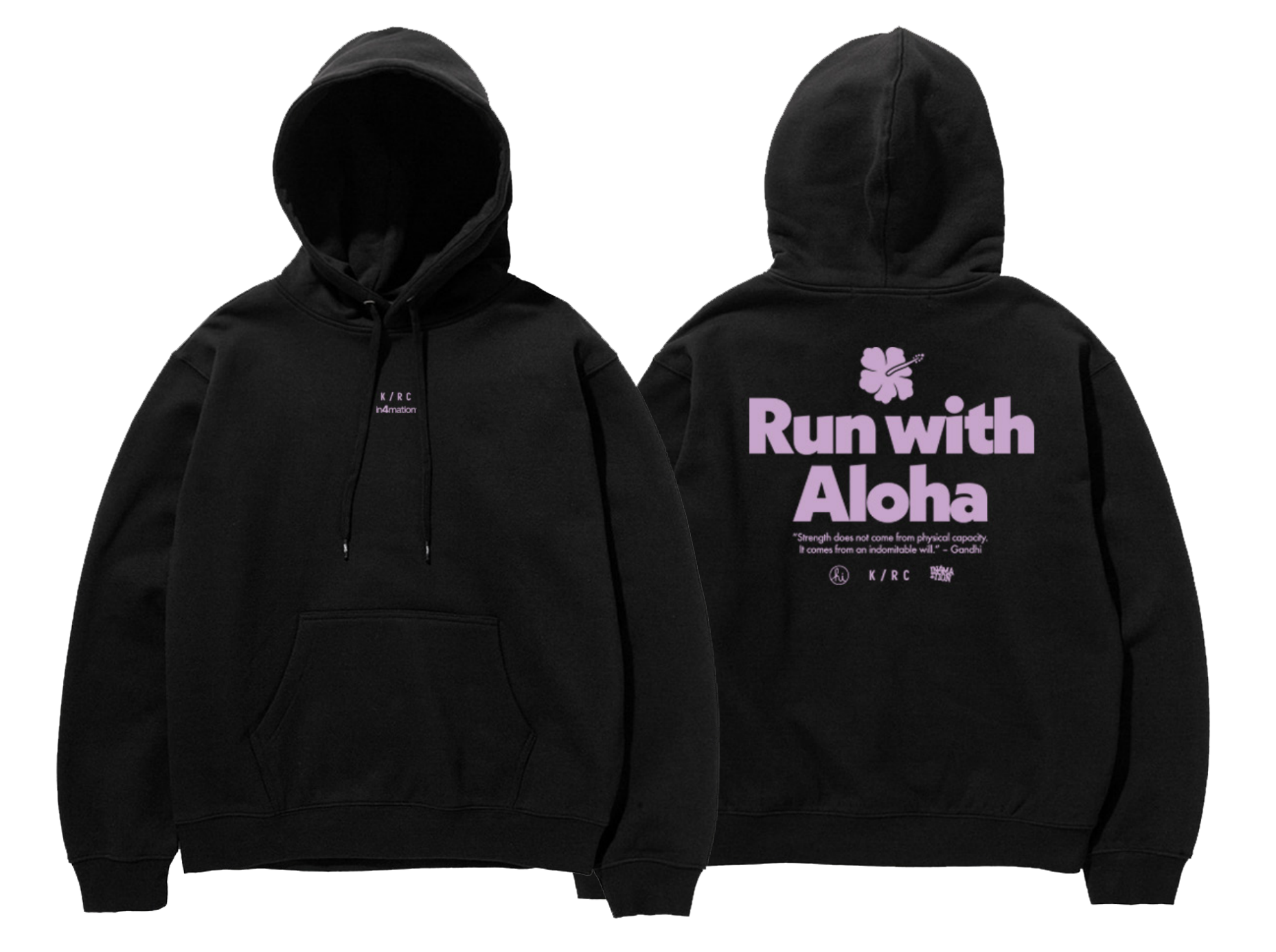 IN4MATION x KRC: ALOHA HOODIE BLACK AND PINK